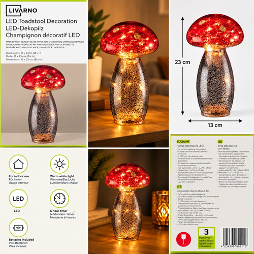 Livarno led toadstool glass - led,