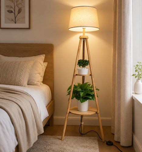 Wood tripod floor lamp - wood, with