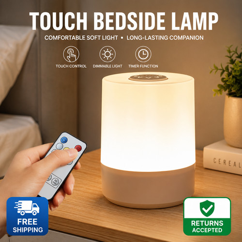 Touch bedside lamp with remote - bedside,